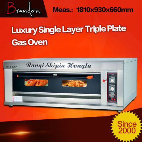 Single deck three trays gas industrial baking oven