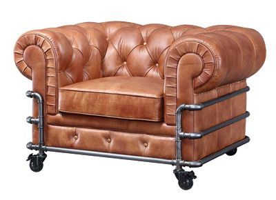 Antique Style Clic 1 Seater Full Genuine Leather Sofa 1 Seater Full Genuine Leather Sofa