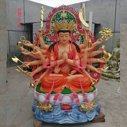 全铜准提佛母佛像摆件准胝观音菩萨七俱胝佛母寺庙佛堂