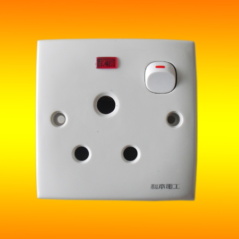 KB1 Series Neon Switch 16A 3pin Round Power Socket