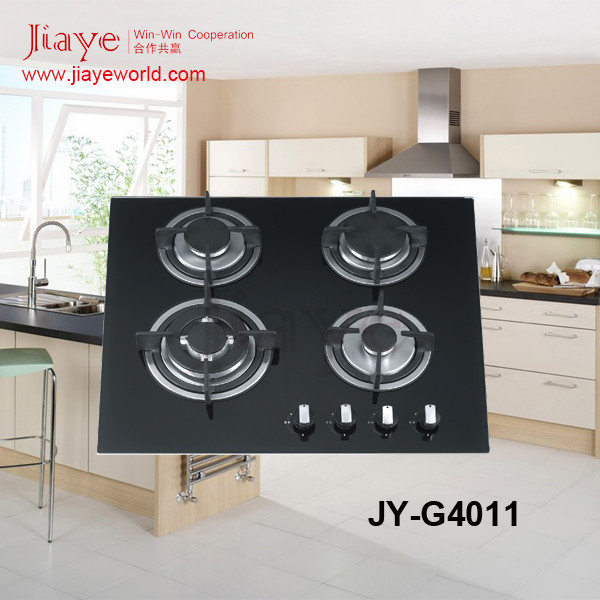 4 burner tempered glass builtin gas stove